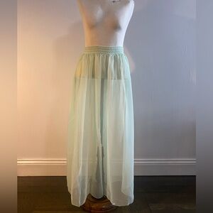 American Apparel Sheer Maxi Skirt Soft Green Fairycore XS/S